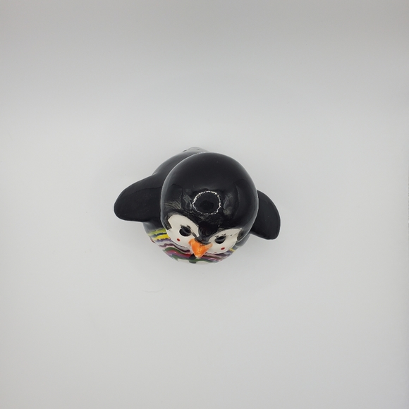 Ceramic Penguin Figurine Artist Piece Multicolored Adorable Paperweight - Picture 3 of 9